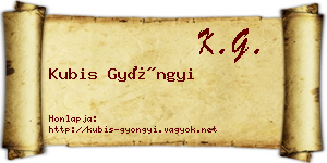 Kubis Gyöngyi névjegykártya